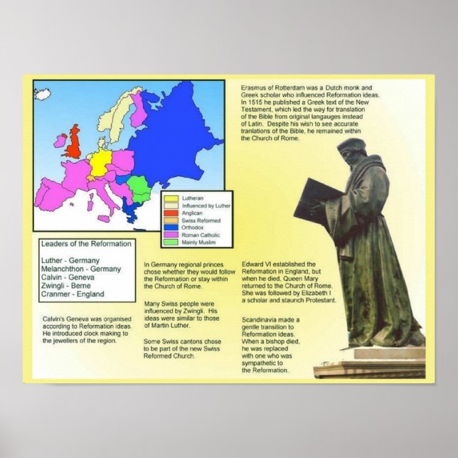Religion, historia, ombildning, översikt poster (Framsidan)