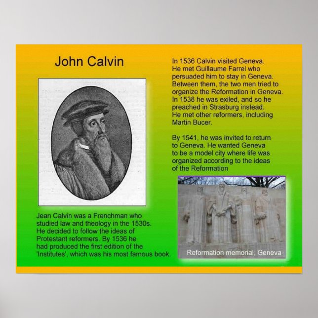 Religion, historisk reformation "John Calvin" Poster (Framsidan)