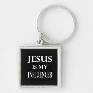 Religion - Jesus Är Min Influencer Fyrkantig Silverfärgad Nyckelring