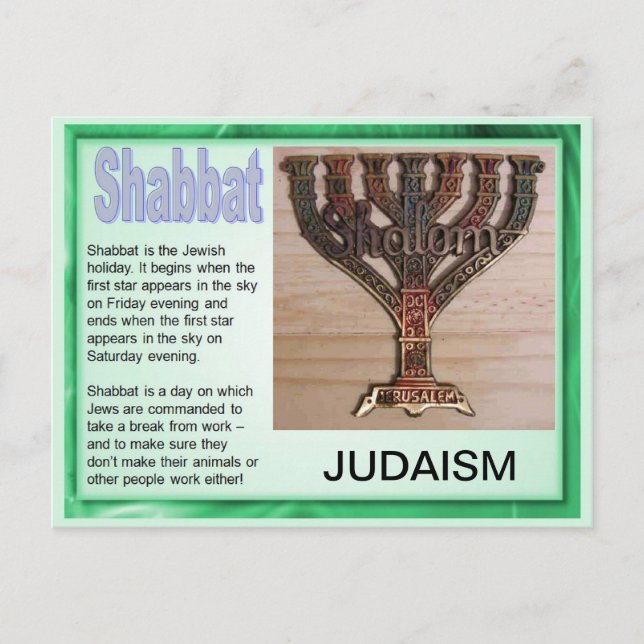 Religion, judendom, shabbat vykort (Framsida)
