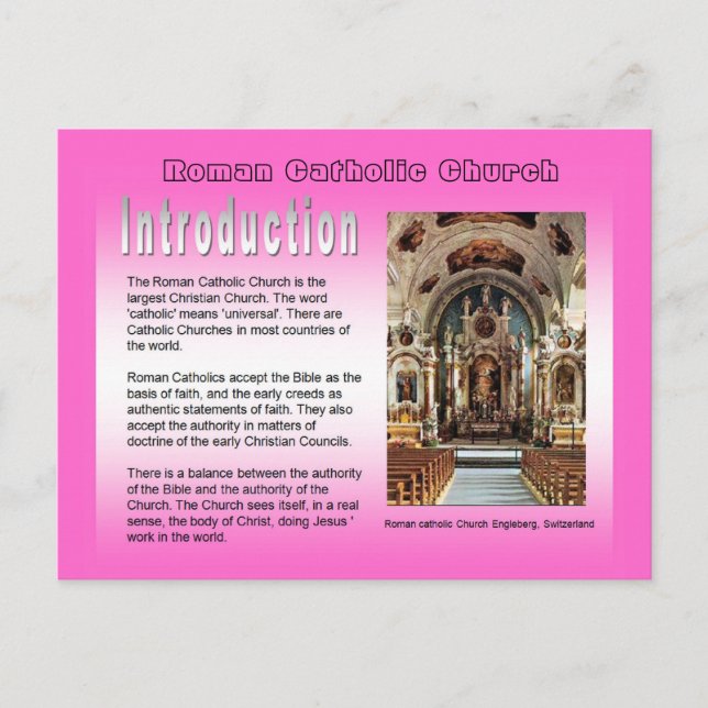 Religion, romersk-katolska kyrkan, inledning vykort (Framsida)