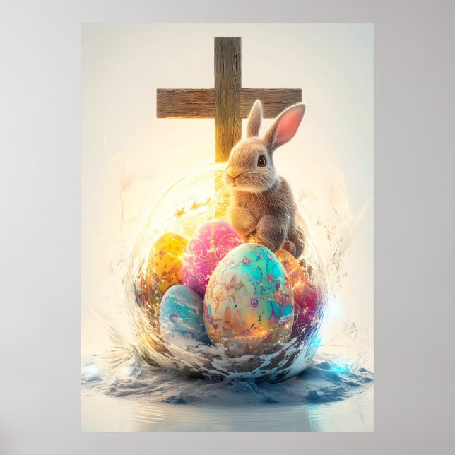 Religionen glad påsk Bunny Kor Poster (Framsidan)