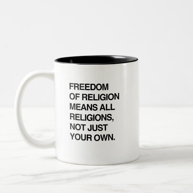 RELIGIONSFRIHET ELAK ALLA RELIGIONER Två-Tonad MUGG (Vänster)