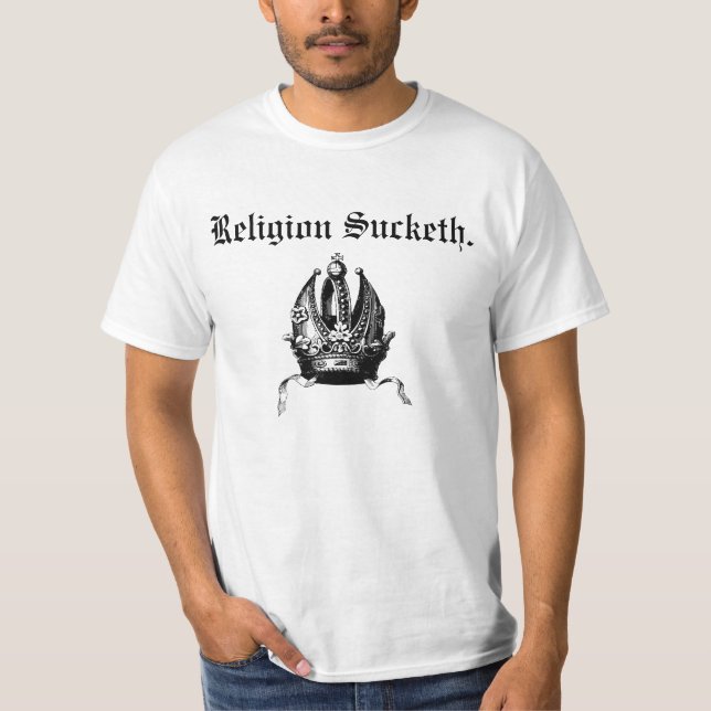 ReligionSucketh T w/back text Tee (Framsida)