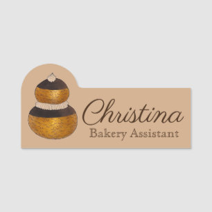 Religiös användning Fransk Choux Pastry Cream Puff Namnbricka