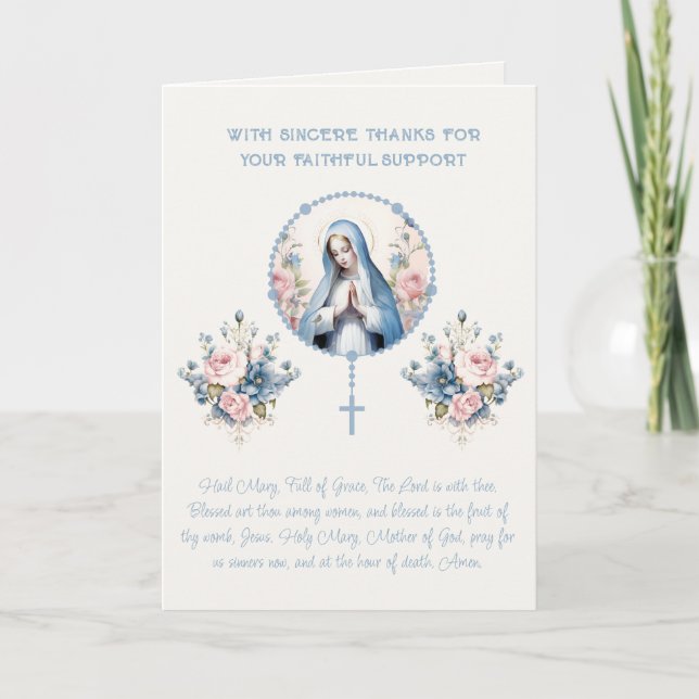 Religiös blomster Jungfru Maria Skriftbön Helgkort (Framsida)