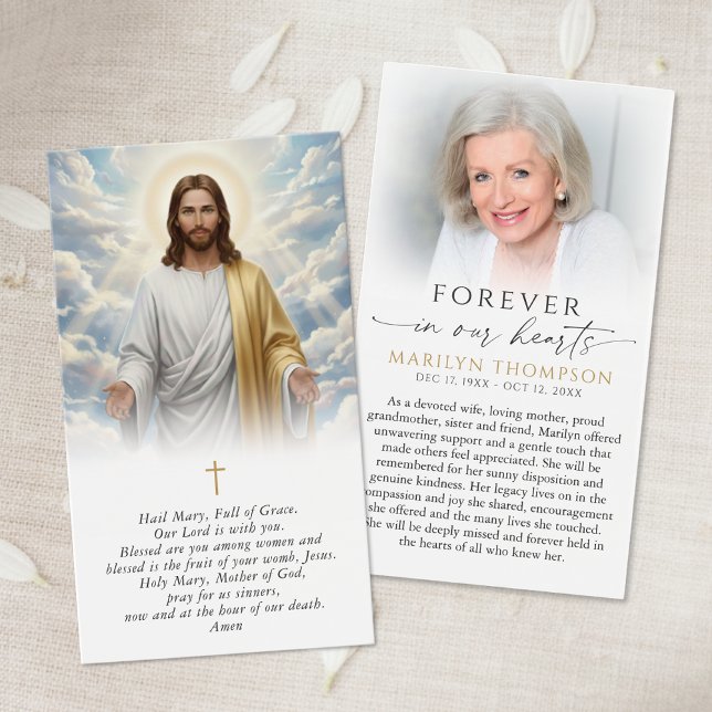 Religiös bönekort till Jungfru Maria Jesus begravn Visitkort (Skapare uppladdad)