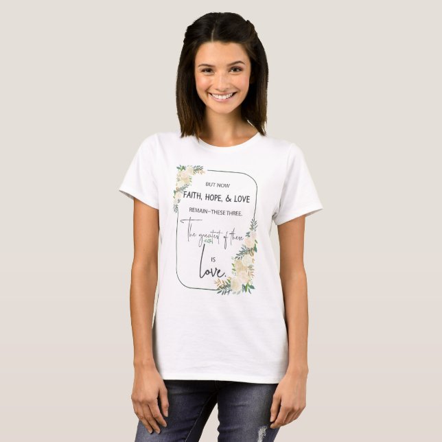 Religiös bröllopsjubileum Tro Hopp Kärlek T Shirt (Hel framsida)