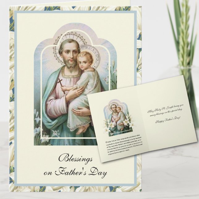 Religiös fadersdag vintage St. Joseph bön   Kort (St. Joseph is the Patron Saint of Fathers.  May he bless are those who are chosen to lead families.)