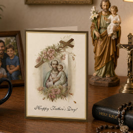 Religiös Fars dag Vintage St. Joseph bön   Kort
