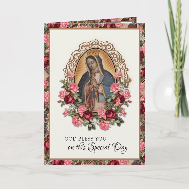 Religiös födelsedag Jungfru Maria Guadalupe Rosor Kort (Framsida)