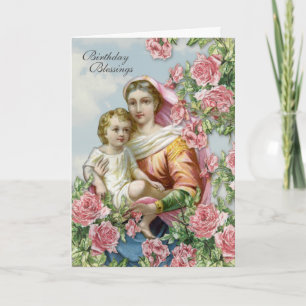 Religiös födelsedag Jungfru Maria Jesus Rosa Rosor Kort