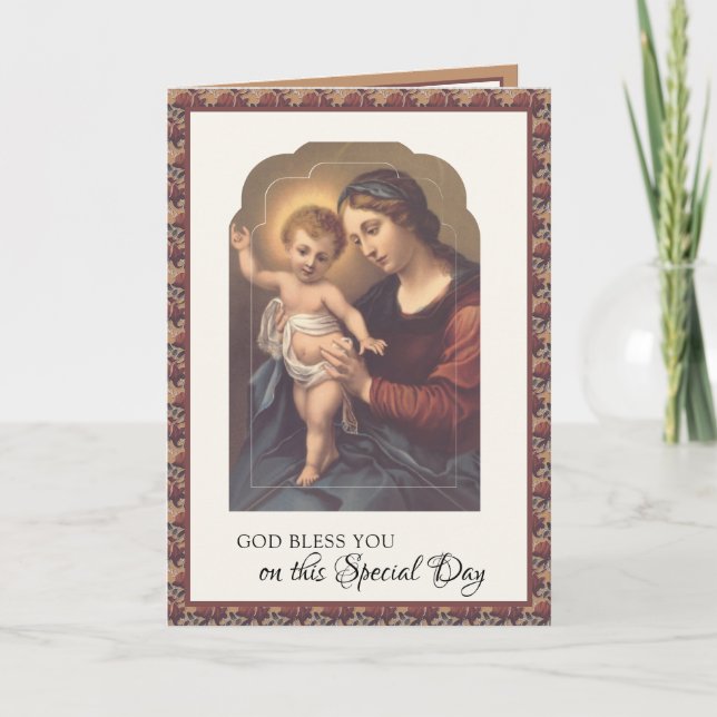 Religiös födelsedag Jungfru Maria Jesus Rosenkrans Kort (Framsida)
