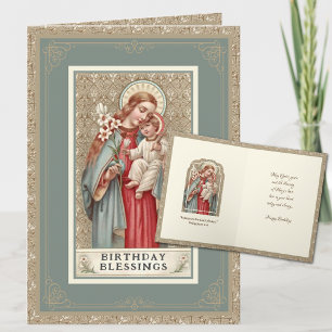 Religiös födelsedag Jungfru Maria Jesus Vintage Kort