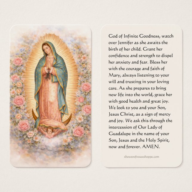 Religiös graviditetsbön Guadalupe katolsk  Visitkort (Framsida & baksida)