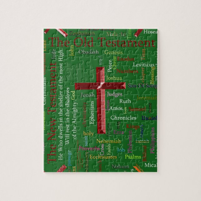 Religiös grön ordmoln pussel (Vertikal)