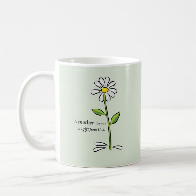 Religiös grön tusenskönasblomma till mors dag kaffemugg (Vänster)