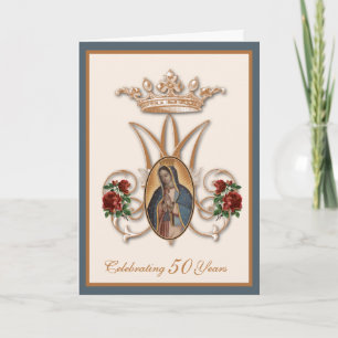 Religiös Guadalupe Jungfru Maria Röda Rosor Kort