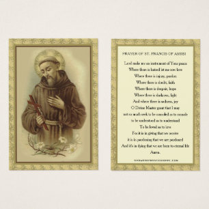 RELIGIÖS HELGON FRANCISKUS ASSISI BÖN PRÄST VISITKORT