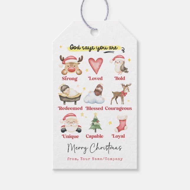 Religiös högtid Gud säger att du är jul Presentetikett (Framsidan)