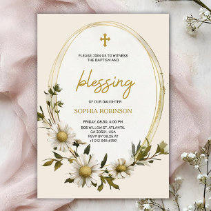 Religiös inbjudningskort med blommig design