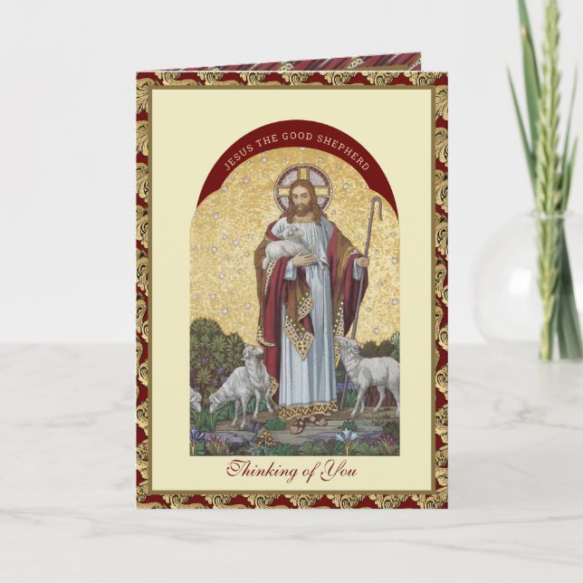 Religiös Jesus God Shepherd Uppmuntran Skrift Kort (Framsida)