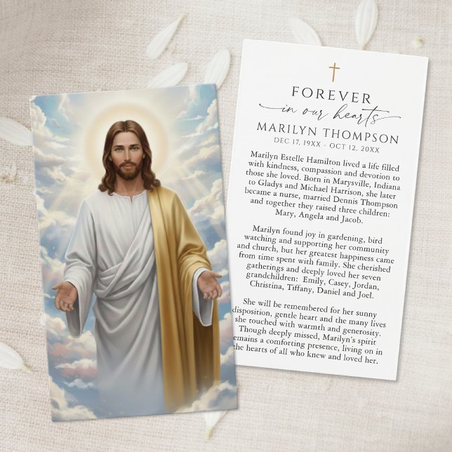 Religiös Jesus-minneskort för begravningsbön Visitkort (Skapare uppladdad)