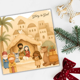 Religiös jul heliga familjen ära åt Gud Julkort