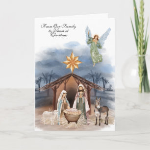Religiös jul Jesus Maria Josef Akvarell Kort