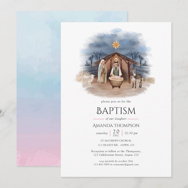 Religiös jul julkrubba födelse Jesus Inbjudningar (Fram/baksida)