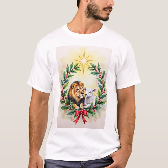 Religiös jul - Lejonet och lammet med Sta T Shirt (Framsida)