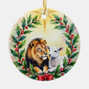 Religiös jul - Lejonet och lammet och stjärnan Julgransprydnad Keramik