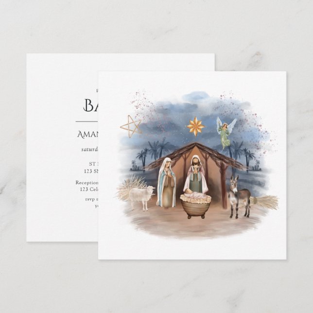 Religiös jul Nativiteten Födelse Jesus Kristus I Inbjudningar (Fram/baksida)