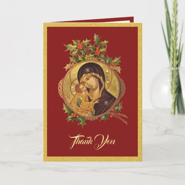 Religiös jul tack Jesus Maria skrift Helgkort (Framsida)
