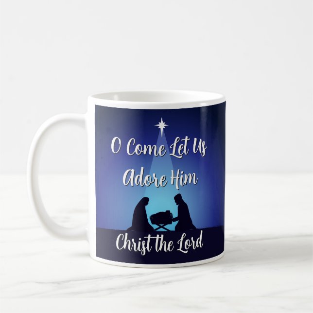 Religiös julkrubba Jesus i krubba Kaffemugg (Vänster)