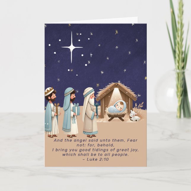 Religiös julkrubba och skrift helgkort (Framsida)