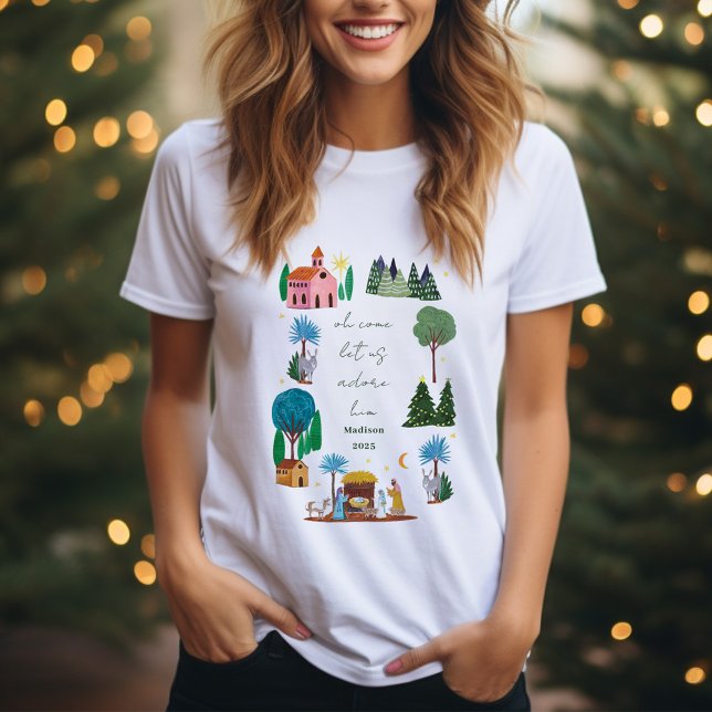 Religiös julkrubba t shirt (Religious Christmas Nativity Scene T-Shirt)