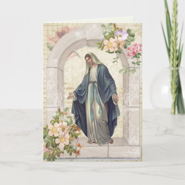 Religiös Jungfru Maria Andligt Bukett Böner Kort (Framsida)