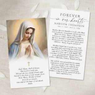 Religiös jungfru Maria begravning sympati bönekort Visitkort