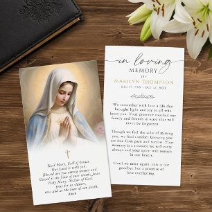 Religiös Jungfru Maria-foto begravning bönkort Visitkort