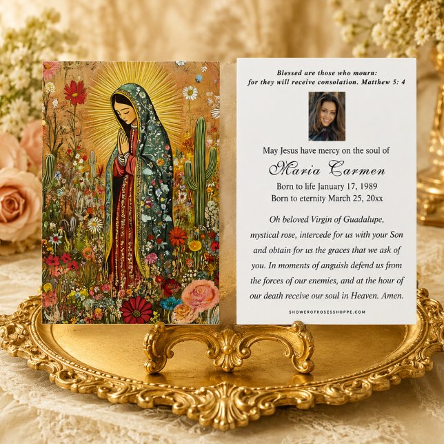 Religiös Jungfru Maria Guadalupe Katolsk Begravnin Visitkort (Skapare uppladdad)
