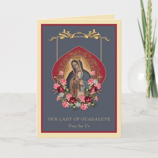 Religiös jungfru Maria Guadalupe spansk högtids ko Kort (Framsida)