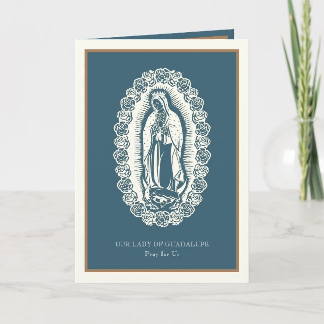 Religiös jungfru Maria Guadalupe spansk högtids ko Kort (Framsida)