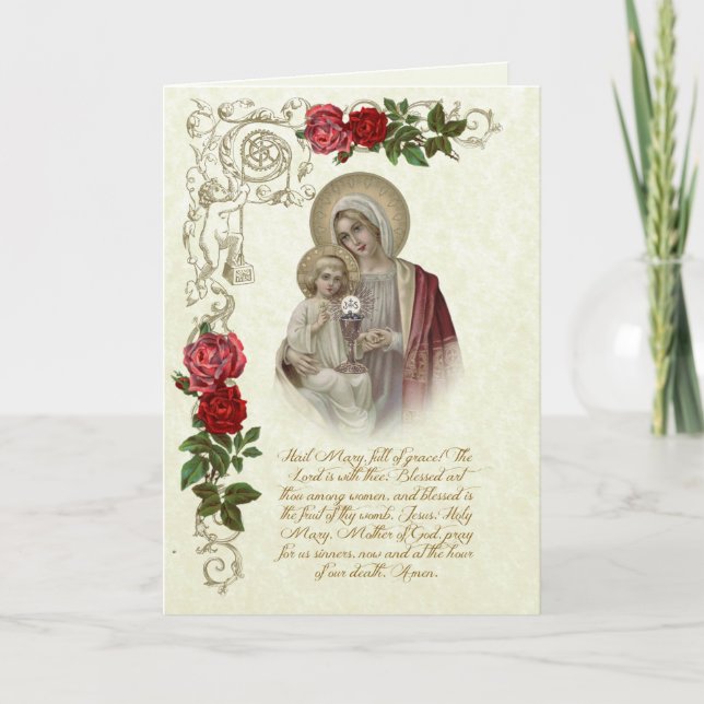 Religiös Jungfru Maria Jesus Första Nattvarden Kort (Framsida)