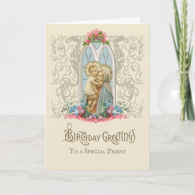 Religiös Jungfru Maria Jesus Katolsk Präst Kort (Framsida)