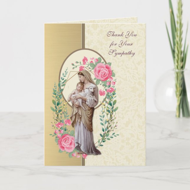 Religiös Jungfru Maria Jesus Kondoleans Tack Kort (Framsida)