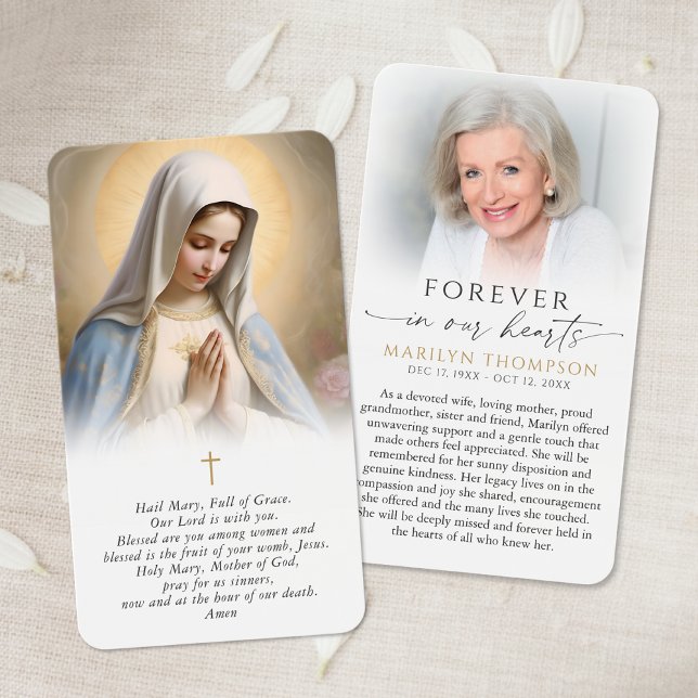 Religiös jungfru Maria-kors Begravning Bönkort Visitkort (Skapare uppladdad)