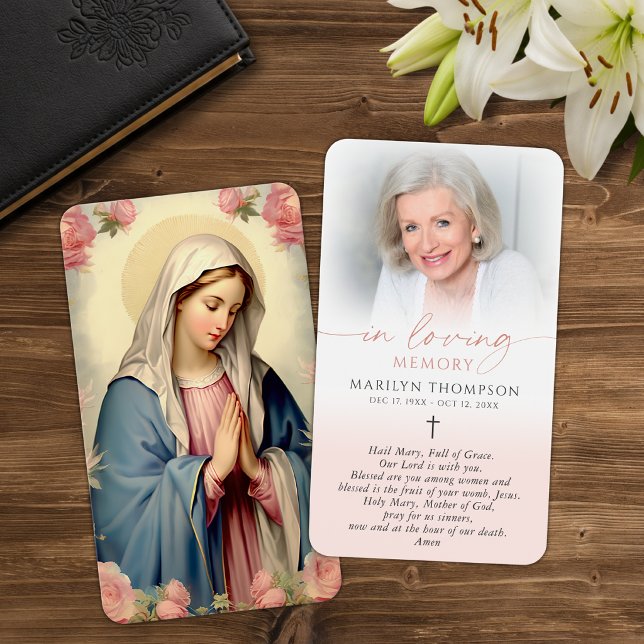 Religiös jungfru Maria kors bönekort Visitkort (Skapare uppladdad)