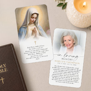 Religiös jungfru Maria minneskors bönekort Visitkort