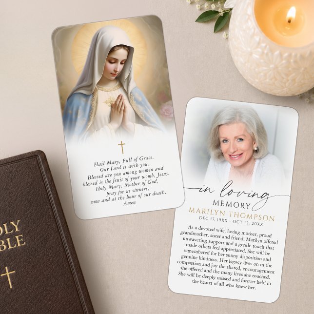 Religiös jungfru Maria minneskors bönekort Visitkort (Skapare uppladdad)